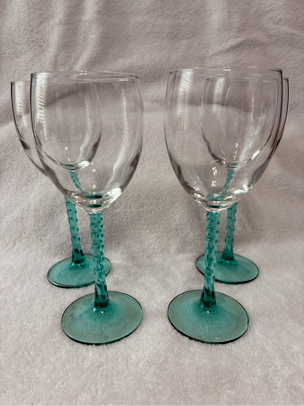 Vintage Cristal d'Arques-Durand Angelique Aqua stemware - Set of 4